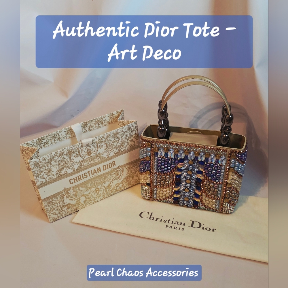 Handmade Authentic Christian Dior Tote -  Pearl Chaos, "Art Deco"